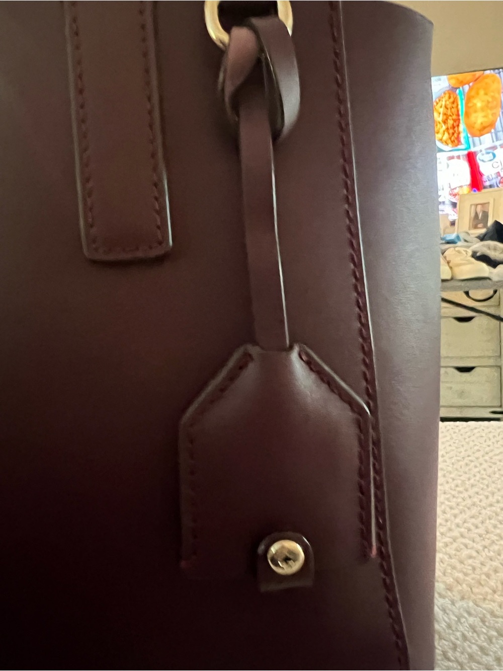 kate spade Bordeaux Leather Satchel with gold hardware. - Picture 6 of 6